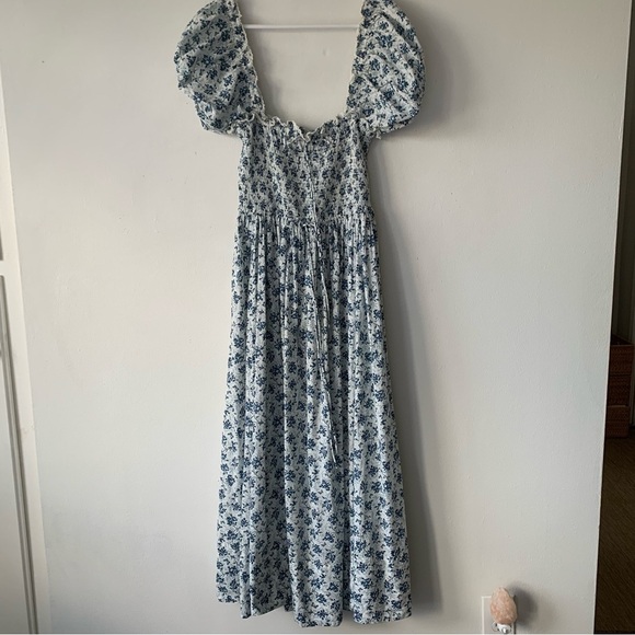 Doen Stanza Cotton Voile Smocked Short Puff Sleeve Maxi Dress Songbird Toile - Picture 9 of 15